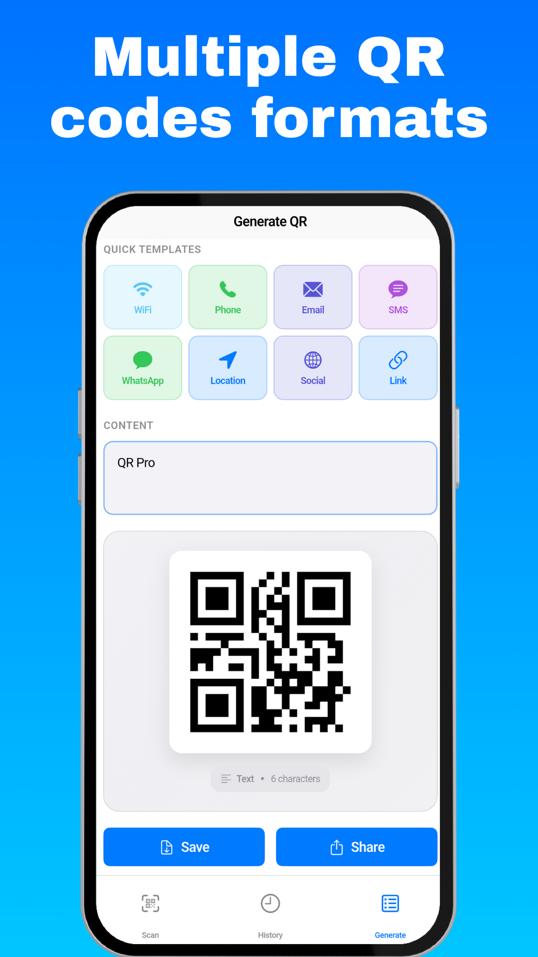QR Pro - Formatos soportados
